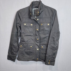 J Crew Women's Relaxed Boyfriend‎ Field Jacket Size XS Gray Black Cinch Waist